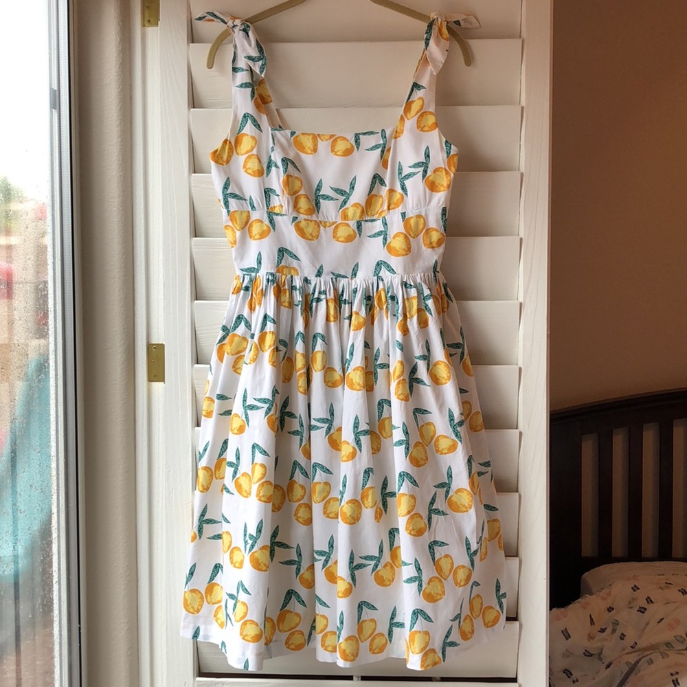 Hearts and Found Peach Novelty Etsy Handmade Pinup Vintage Repro Dress Medium